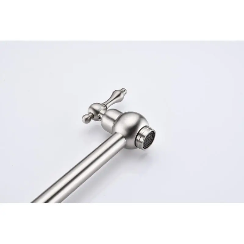 Grifo de llenado de ollas de montaje en pared para cocina, doble caño retráctil, conveniente suministro de agua con 360 °   Rotación, níquel cepillado