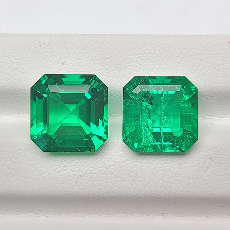 Top Hydrothermal Asscher Cut Lab Grown Emerald Loose Gemstones Synthetic Columbia Emerald Stone Diamond With AGL Certificate