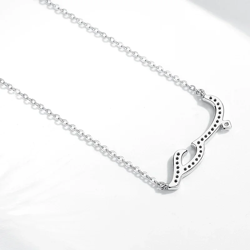 KALETINE Love Arabic Friendship 925 Sterling Silver Necklace For Women Gift CZ Statement Pendant Necklace Wedding Jewelry