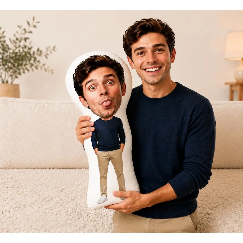 Custom Body Pillow Funny Photo Doll, Personalized Full Body Plush Life Size Pillow, Boyfriend Gift Long Distance Christmas Pre