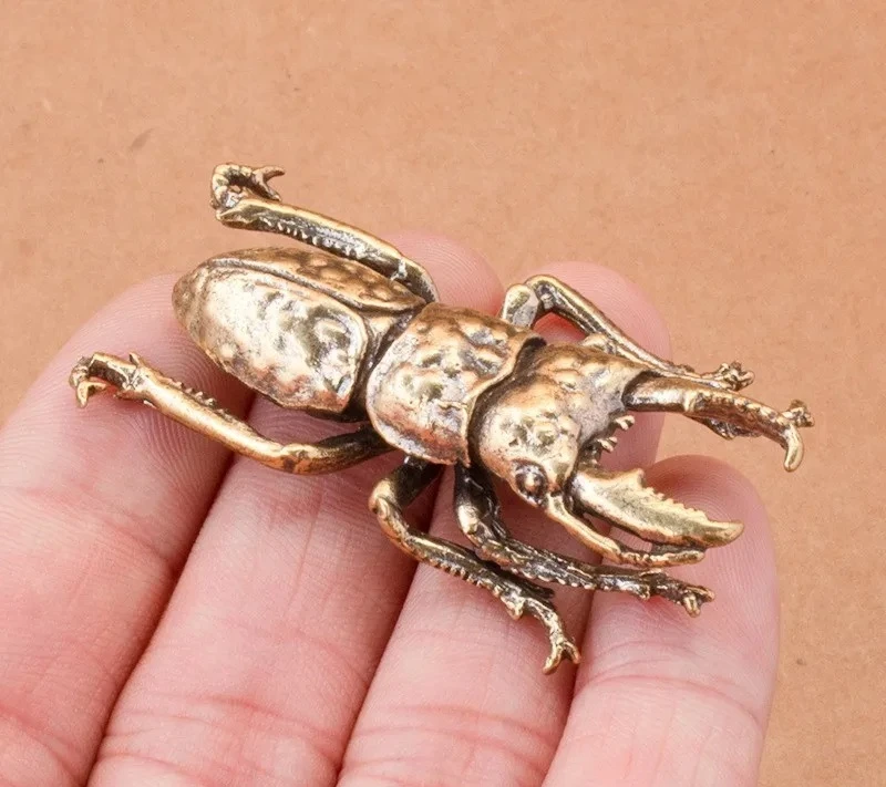 Christmas Simulation Copper Insect Solid Brass Beetle Jewelry Creative Unicorn Fairy Tea Pet Handmade Play Table Gift