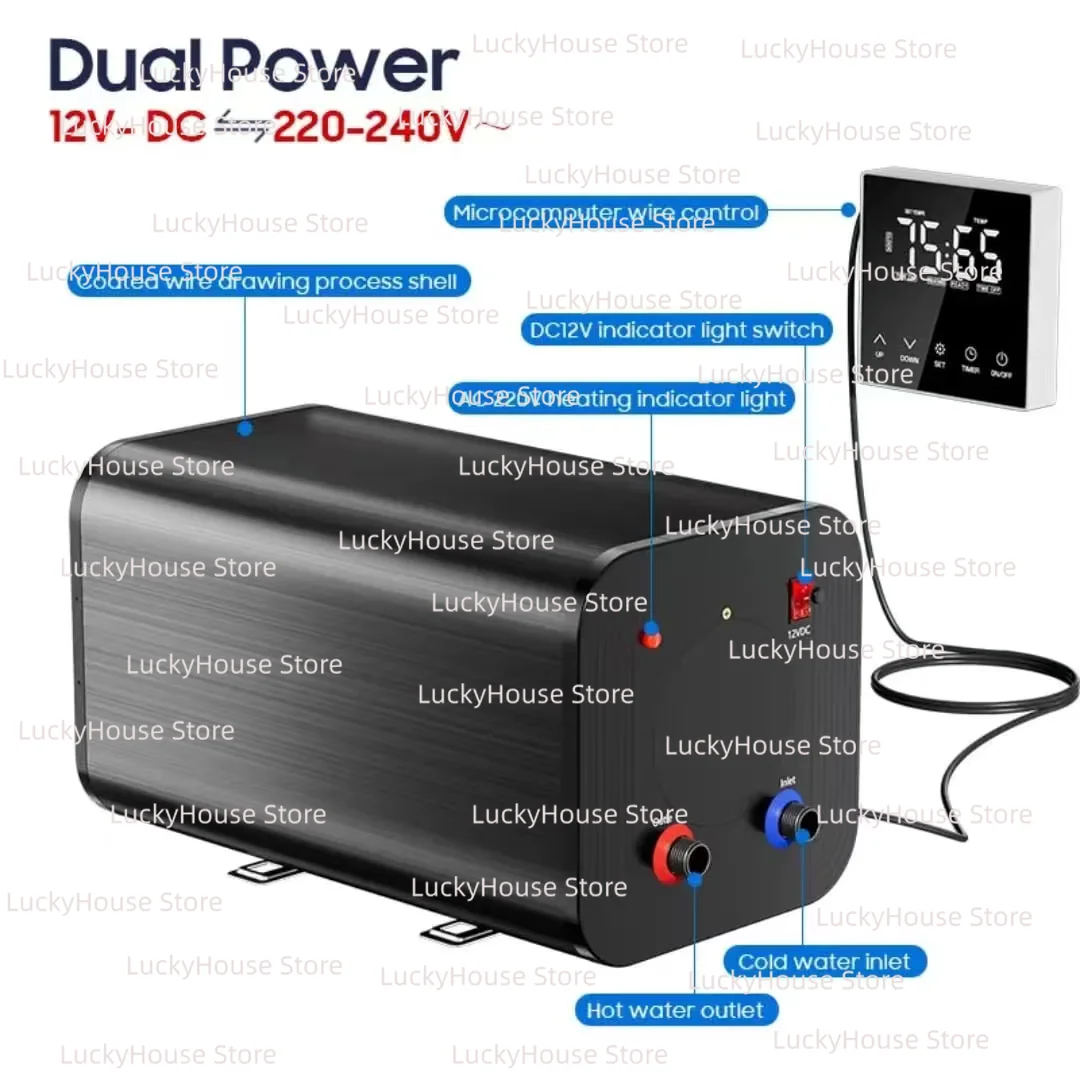 RV Storage Electric Water Heater 12V 24V Camping Shower Hot Water System 15L Mini Water Heater 110V 220V