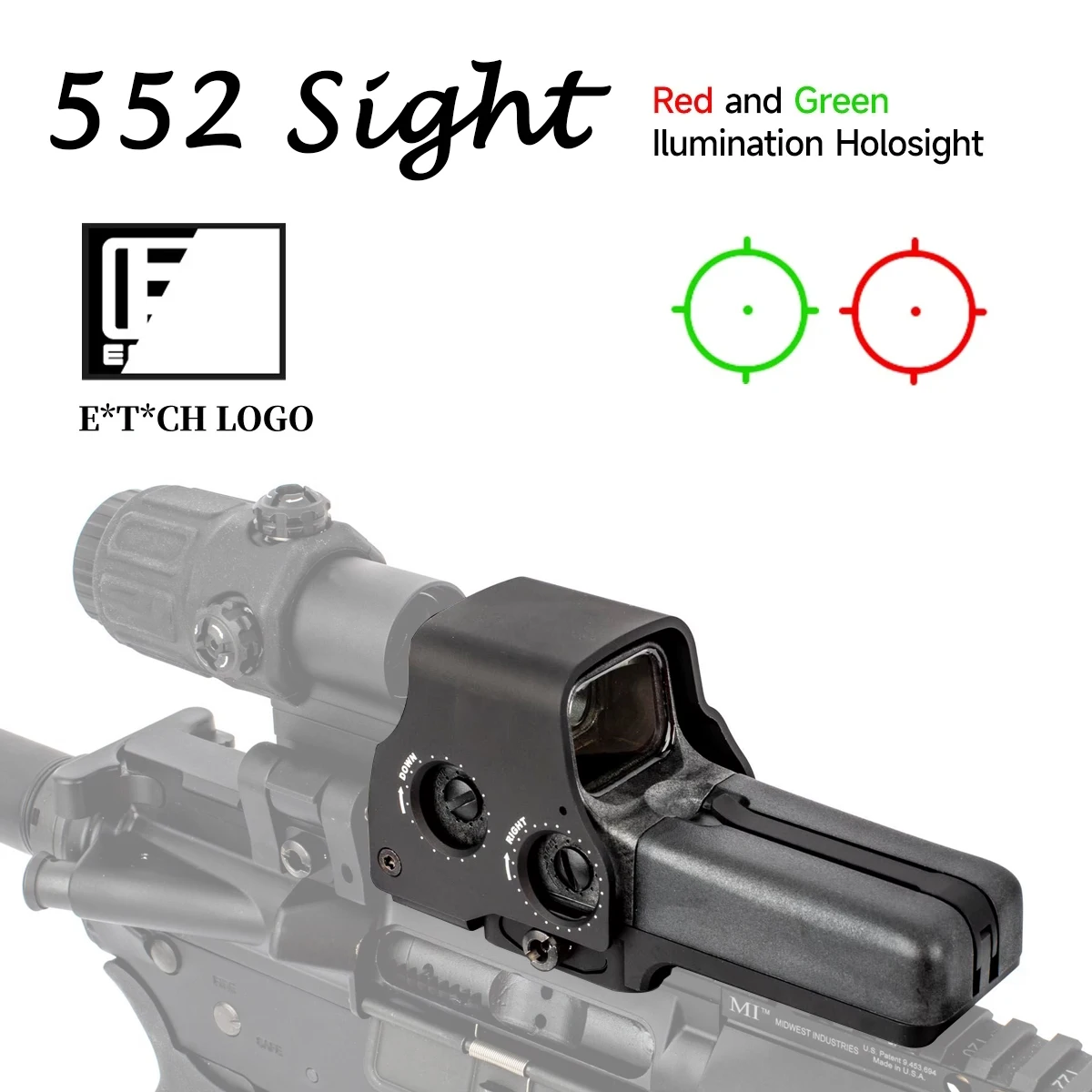 

552 Holographic Red Green Dot Sight Reflex Optics Hunting Rifle Shotgun 20mm Picatinny Rail RifleScope With Marking