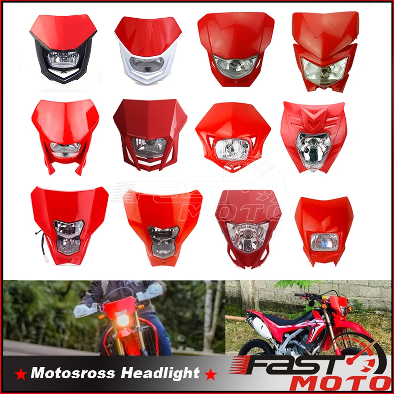 12V LED Headlight Plastic Universal Motorcycle Headlamp For Honda Yamaha Suzuki Kawasaki CRF250F Motocross Enduro Light Off Road