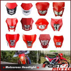 12V LED Headlight Plastic Universal Motorcycle Headlamp For Honda Yamaha Suzuki Kawasaki CRF250F Motocross Enduro Light Off Road