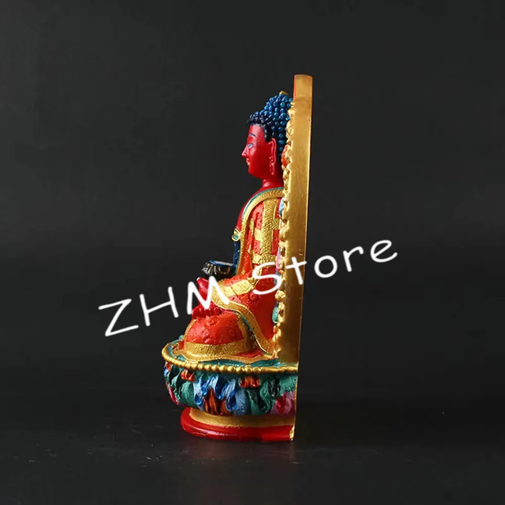 11.5cm Amitabha Resin Buddha Figurine, Bodhisattva Delicate Hand Plated Buddhist Tranic Tibetan Treasure Figure Buddha Statue