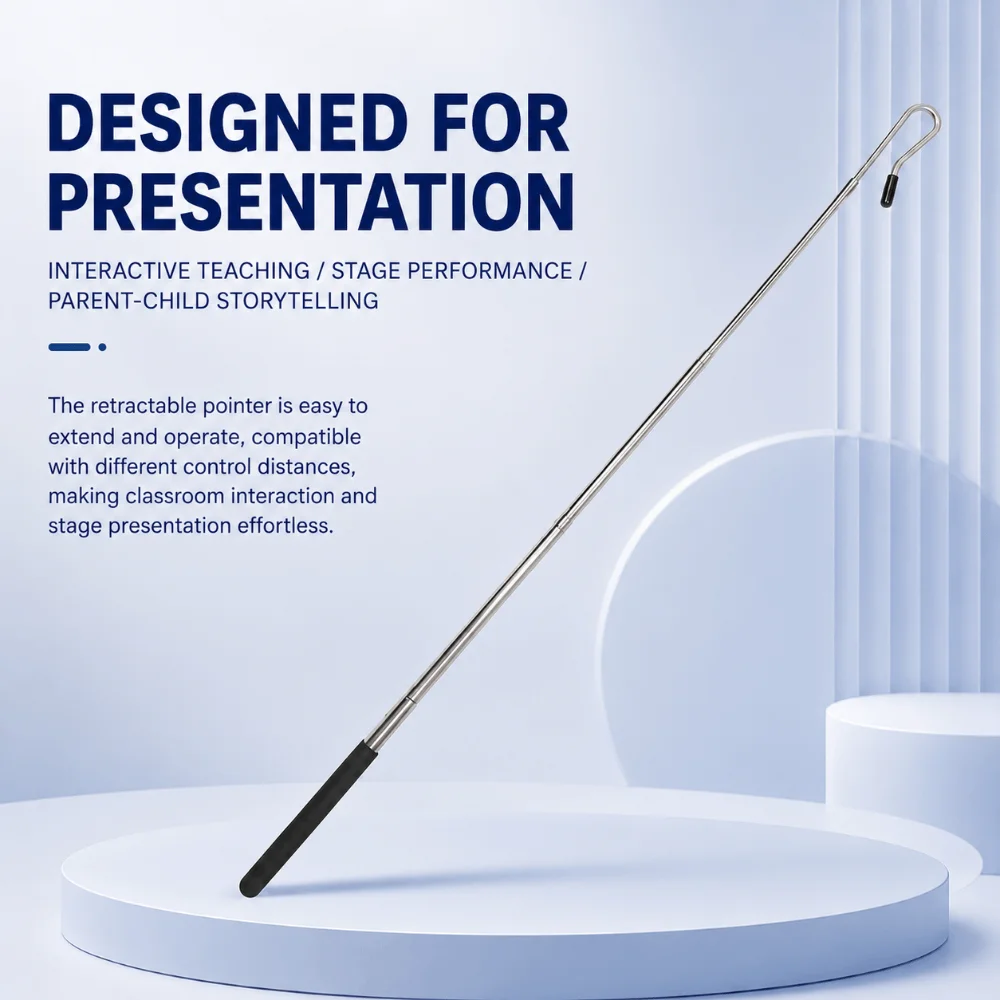 Stainless Steel Puppet Arm Control Rod Anti-slip Handle with Soft Rubber Hook Hand Puppet Stick Telescopic Puppet Stick