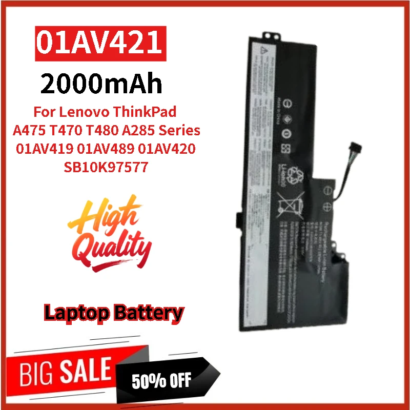 

100% New 01AV421 11.4V 2000mAh Replacement Laptop Battery For Lenovo ThinkPad T480 A285 A475 T470 Series High Quality