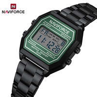 NAVIFORCE 5063S Fashion Ladies Electronic Watch Simple Calendar Waterproof Steel Strap Casual Sports Digital Watches for Woman