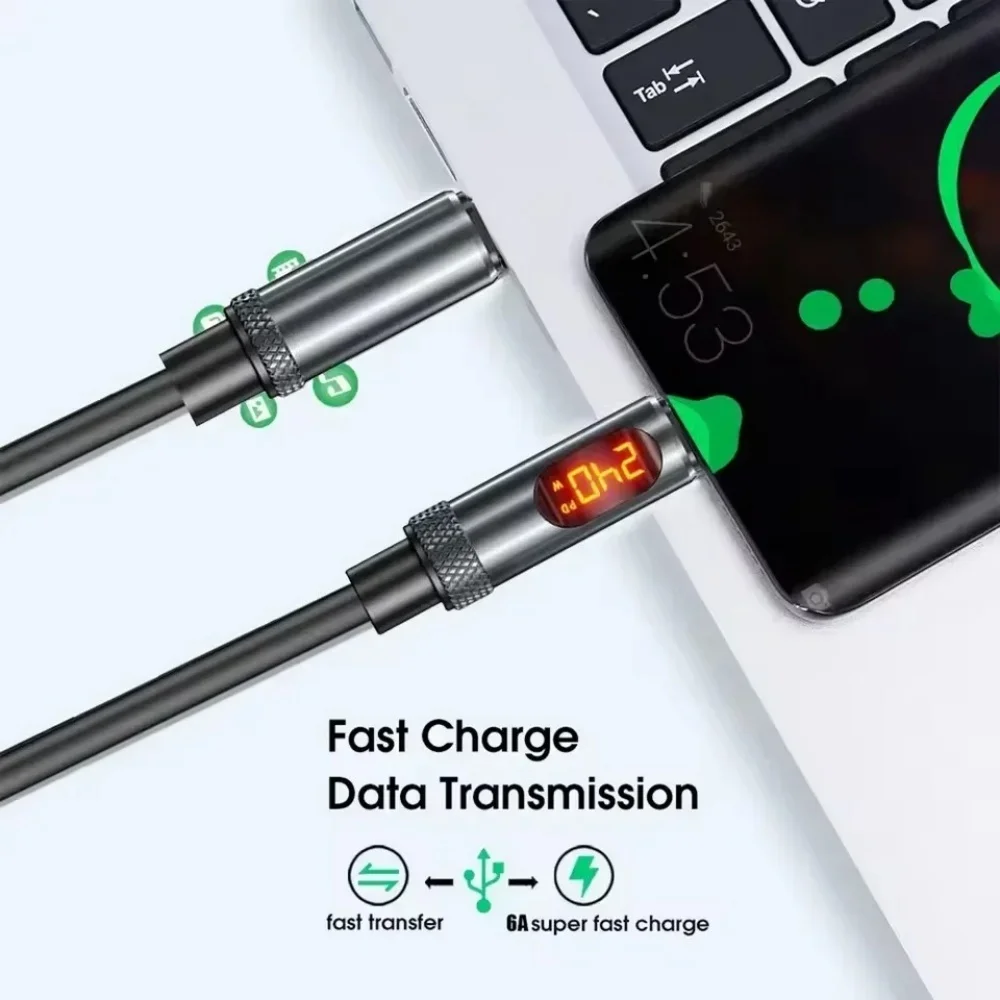 240W Digital Display Type-C to Type-C Fast Charging Cable Aluminum Alloy Shell 480Mbps Data Cord for iPhone 17 Pro Max Samsung