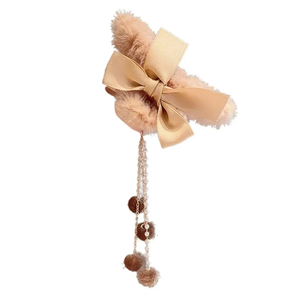 Lightweight Multifunctional Faux Pearls Fuzzy Balls Hair Clip for Home