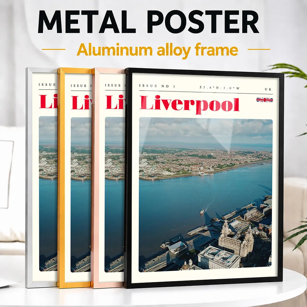 England Cityscape Framed Metal Poster Personalized Scenic Tribute Wall Art Designed For Living Room And Geography Enthusiasts