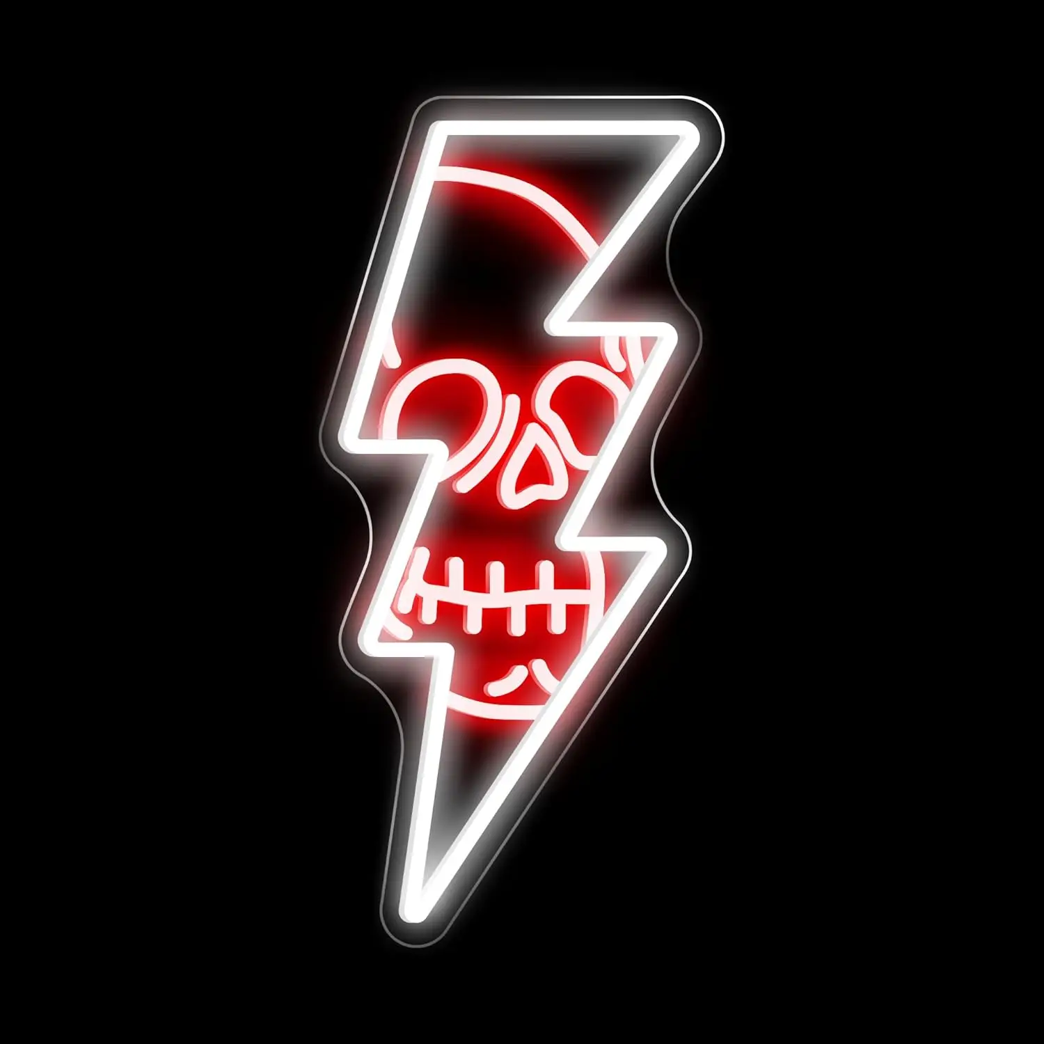 Skull Lightning Shaped Halloween Neon Sign, Wall Decor Lamp for Holiday Atmosphere Decoration in Parties, Bars, and Bedrooms