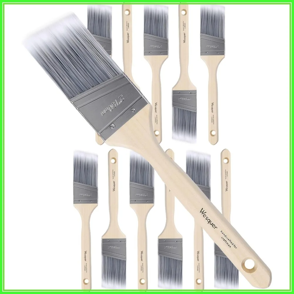 

12 Pack 2 Inch Angled Paint Brushes for Stain, Walls, Fence, Wood Furniture, Door Frame, Cabinet, Window, Indoor Outdoor Use