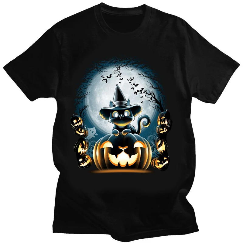 Halloween Skeleton Funny T Shirt Little Ghost Creative Gift T-shirts  Casual  Short Women Men Clothing Tees Tops Streetwear