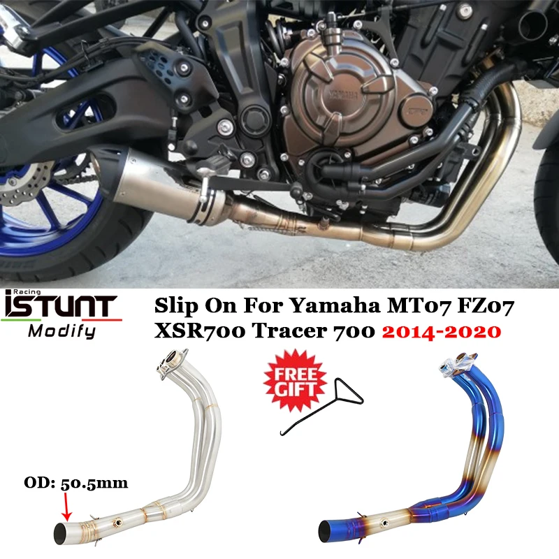 Motorcycle Exhaust Escape Systems Slip On For Yamaha MT07 FZ07 XSR700 Tracer 700 2014-2020 Modify Front Link Pipe Connect 51mm