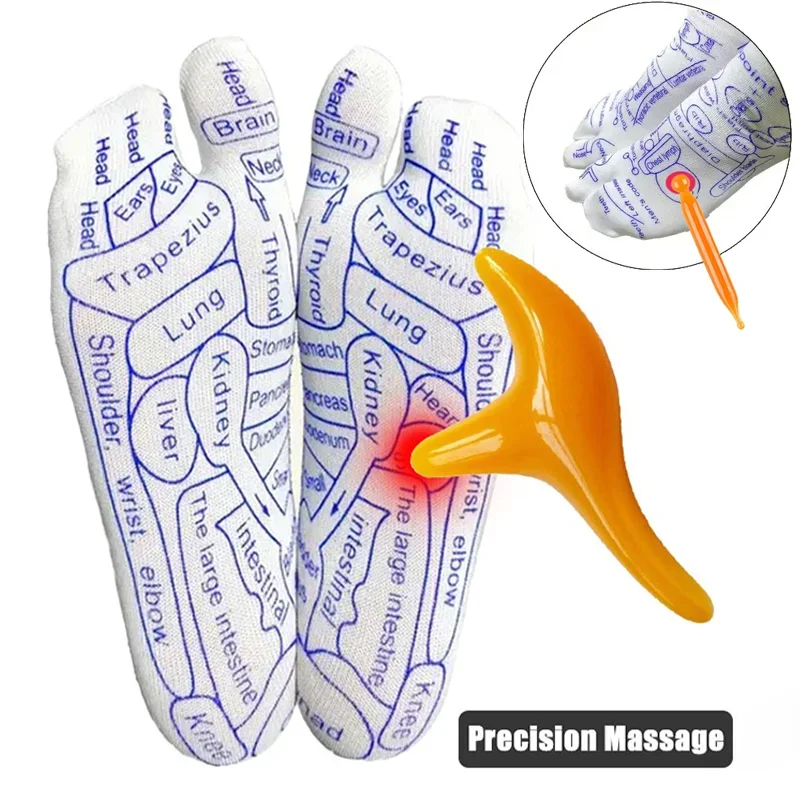 Foot Massage Acupressure Socks Physiotherapy Massage Relieve Tired Feet English Illustration Reflexology Socks Foot Point Socks