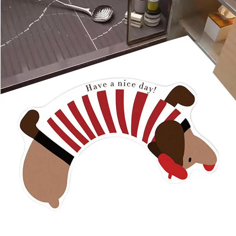 U-Shaped Bath Mat U-Shaped Dachshund Floor Mat Cartoon Shower Rug Toilet Bath Mat for Kitchen Bathroom Doorway Hotel Toilet