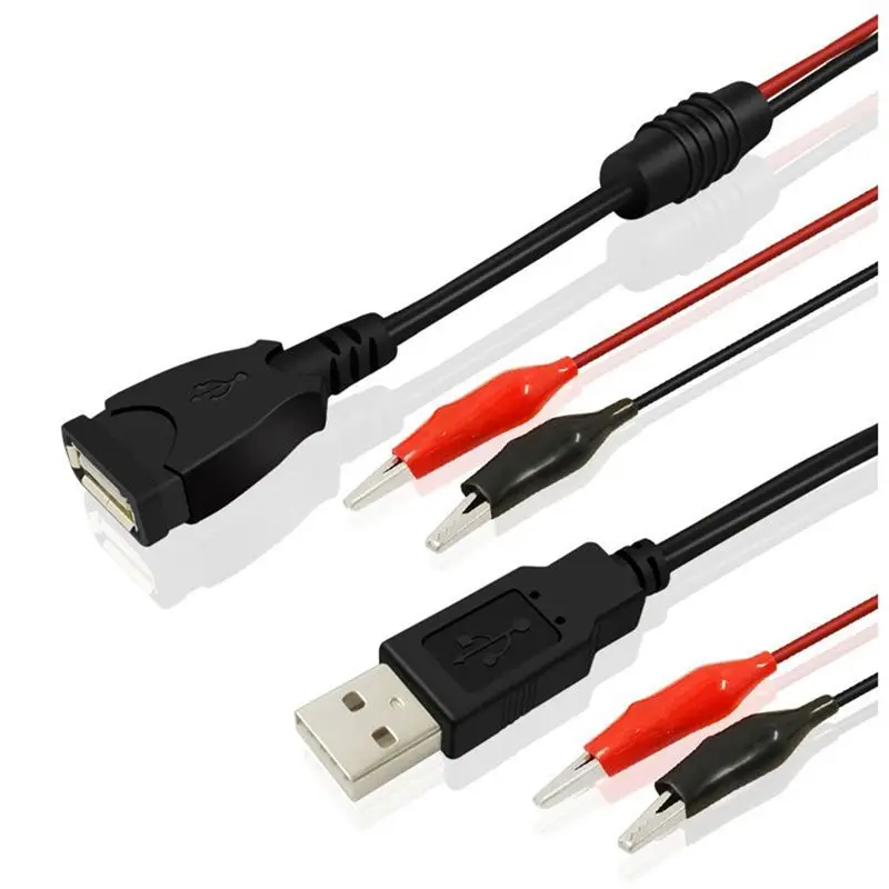 A64I 2Pcs USB Alligator Clips Crocodile Wire Male/Female To USB Tester Detector DC Voltage Meter Ammeter Capacity Power Meter