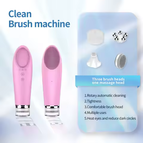 2024 New Rechargeable Sonic Facial Cleansing Brush with Hot and Cool Compress Silicone Face Cleanser for Deep Cleaning
