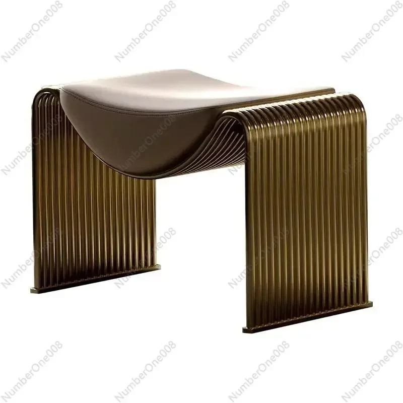 Makeup low stools tea stools Italian ultra-fiber leather light luxury stainless steel stools household dressing