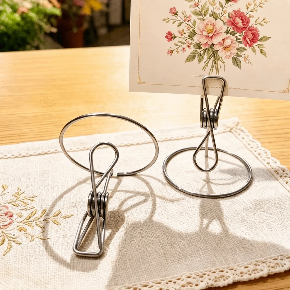 Stainless Steel Mosquito Coil Holder Integrated Standing Photo Card Display Clip Multifunctional Standing Display Clip Students