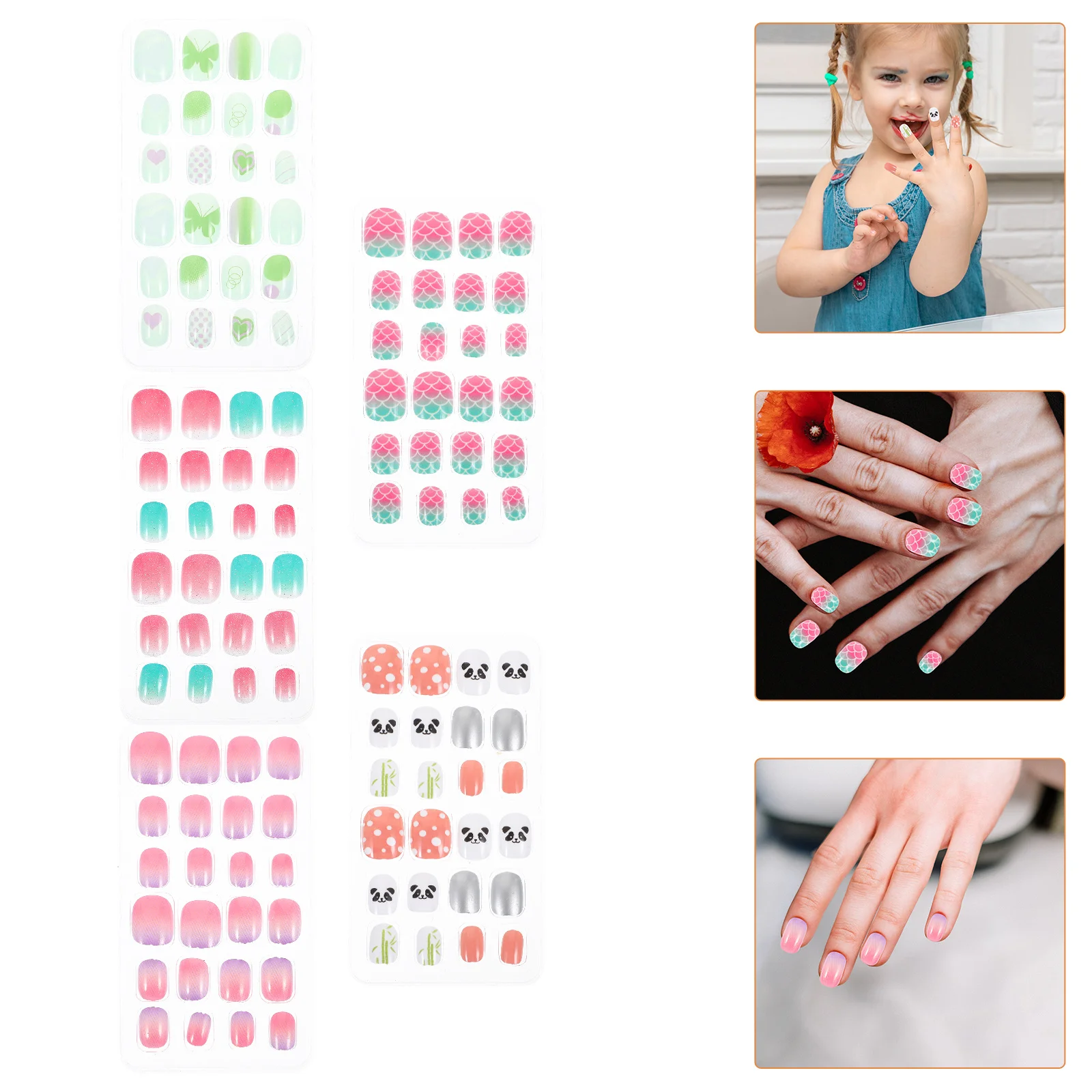 

120Pcs Fake Nails Full Cover Press on Short False Nails for Birthday Party Nail Art DIY Manicure Supplies