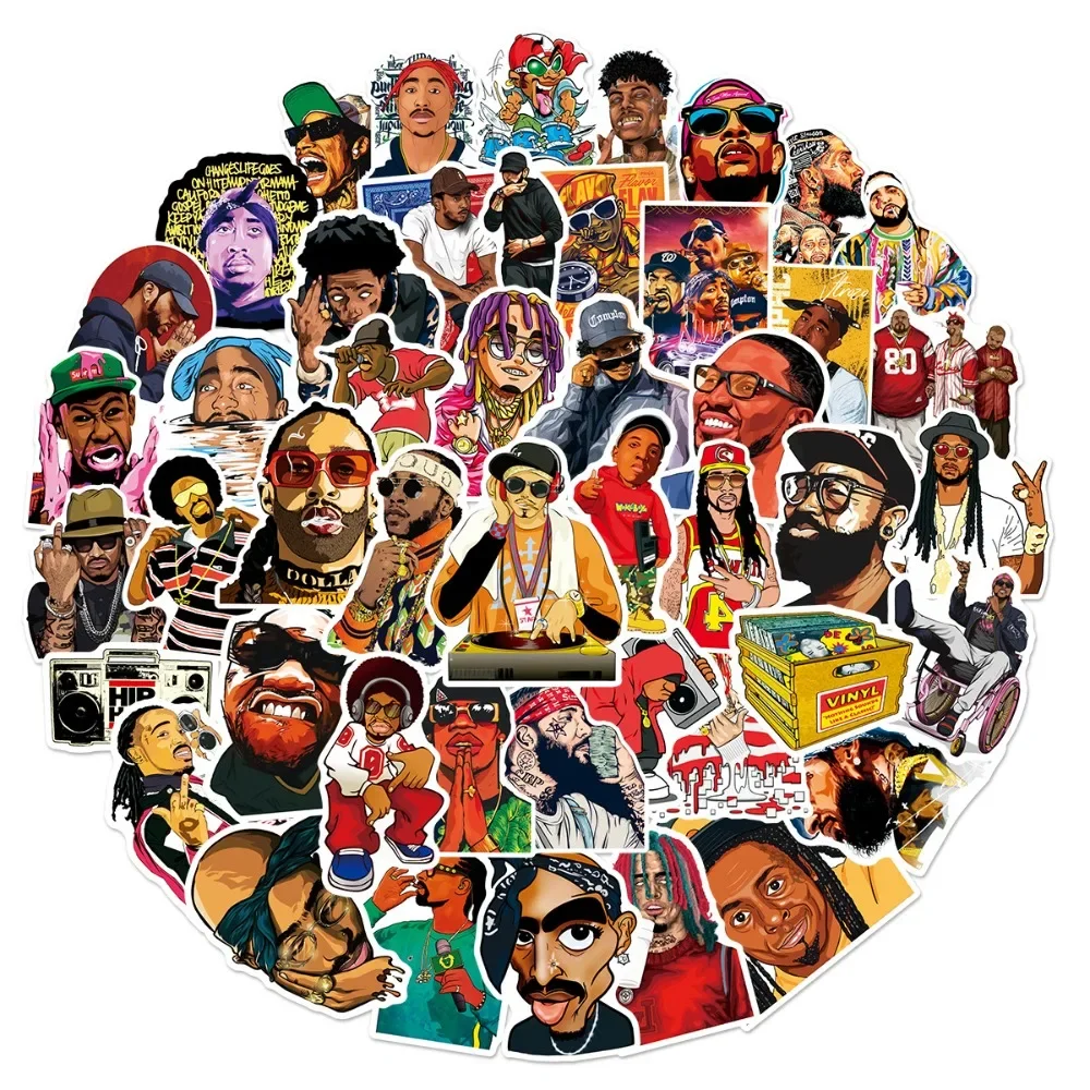 50PCS Personality Hiphop Rap Graffiti Motorbike Helmet Stickers Waterproof Trunk Sticker Motorcycle Body Scratch Cover Decals