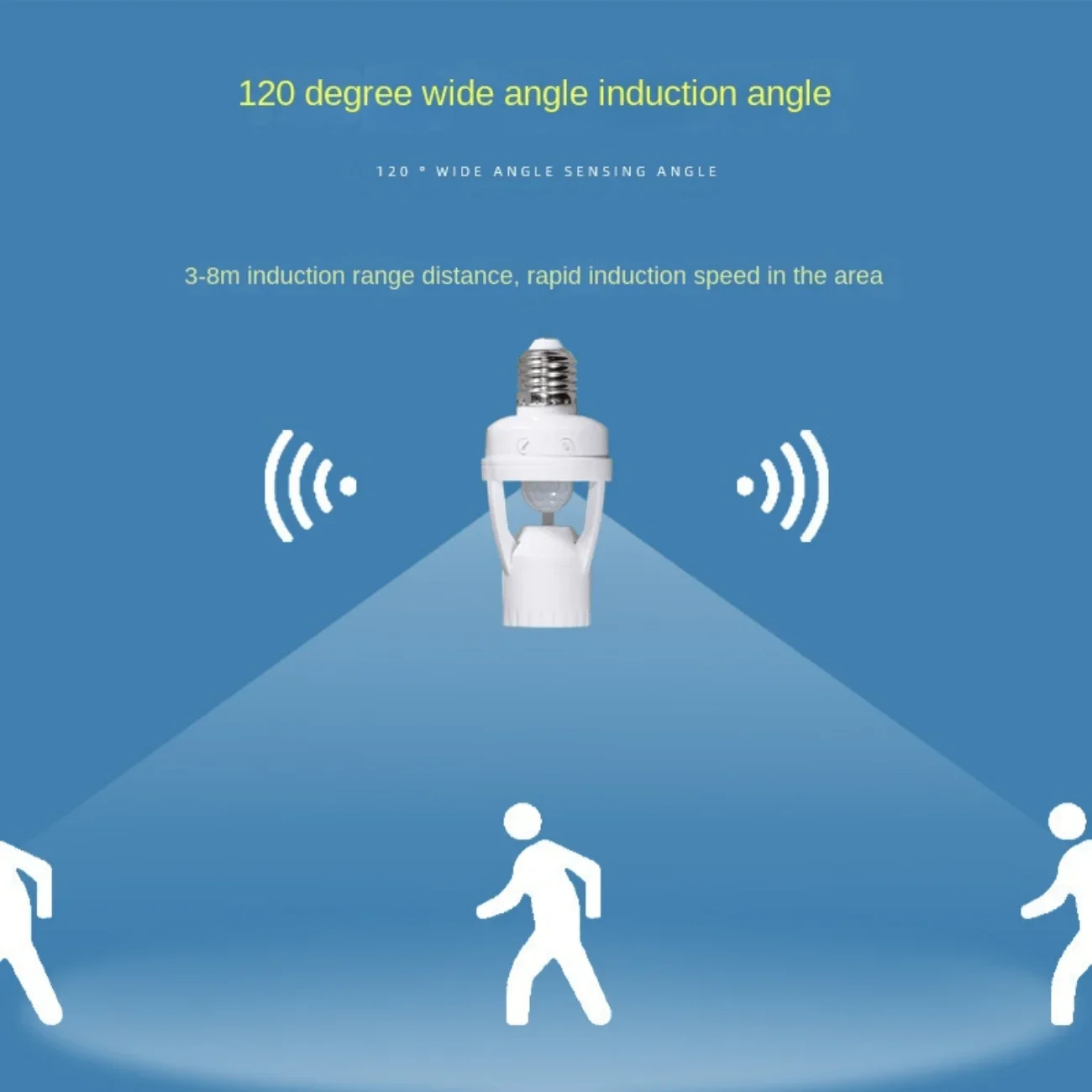 Presa luce sensore di movimento E27 360 °   Induzione PIR Regola il tempo di ritardo 85V-265V Base lampada Portalampada Convertitore adattatore