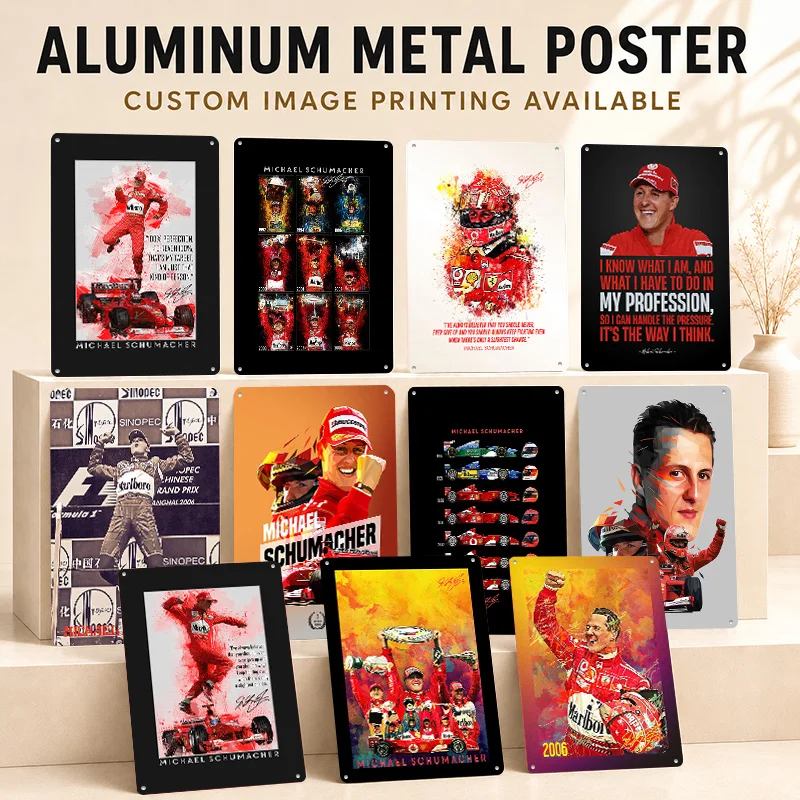 Michael Schumacher Textured Posters Customized Aluminum Metal Sign Circuit Heritage Graphic Wall Art For Driver Den Or Study