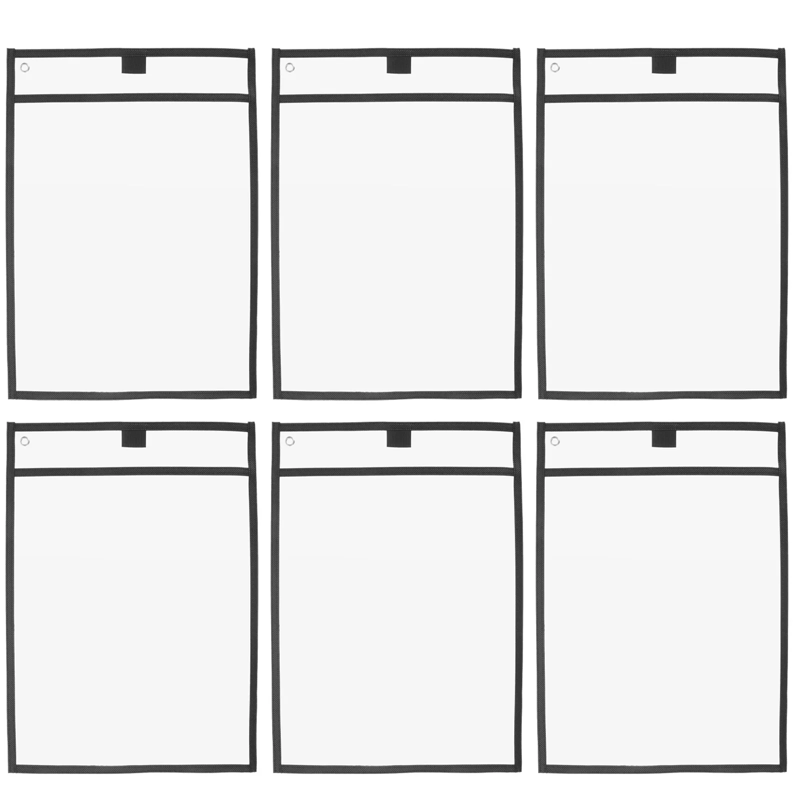 

6Pcs Reusable Clear PVC Dry Erase Pockets Sleeves Marker Holder for Classroom Office Teaching Stationery Storage Bags