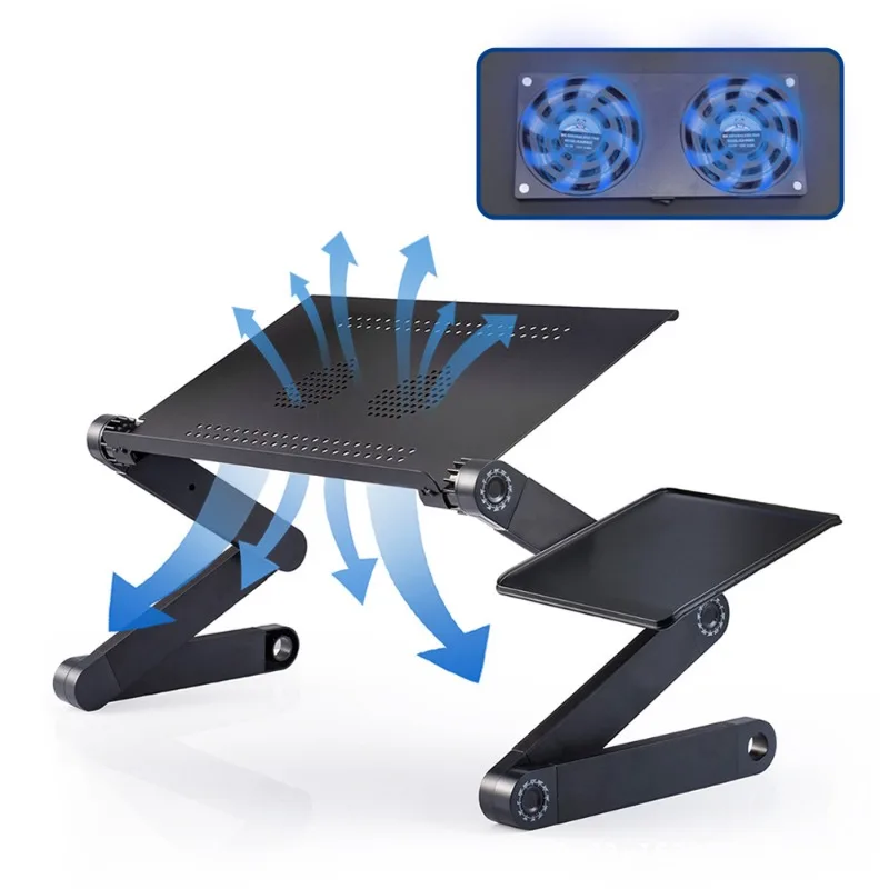 Aoliviya 4H Laptop Desk Aluminum Alloy Fan Cooling Portable Folding Mini Table for iPad Office Home Desk Black