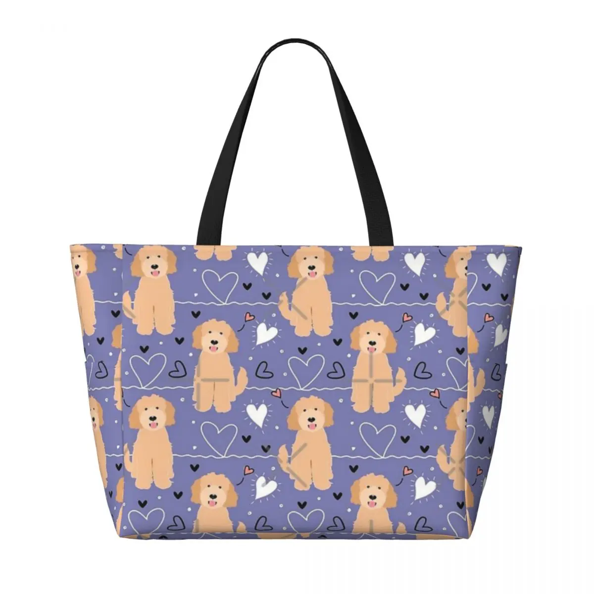 LOVE Apricot Blonde Goldendoodle Dog Beach Travel Bag, Tote Bag Customizable Shopping Gifts Shoulder Bag Multi-Style Pattern