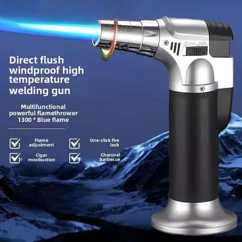 Briquet à flamme en métal Portable, gril d'allumage de chauffage, torche de cuisine réglable, torche à gaz Butane, briquet, brûleur de flamme