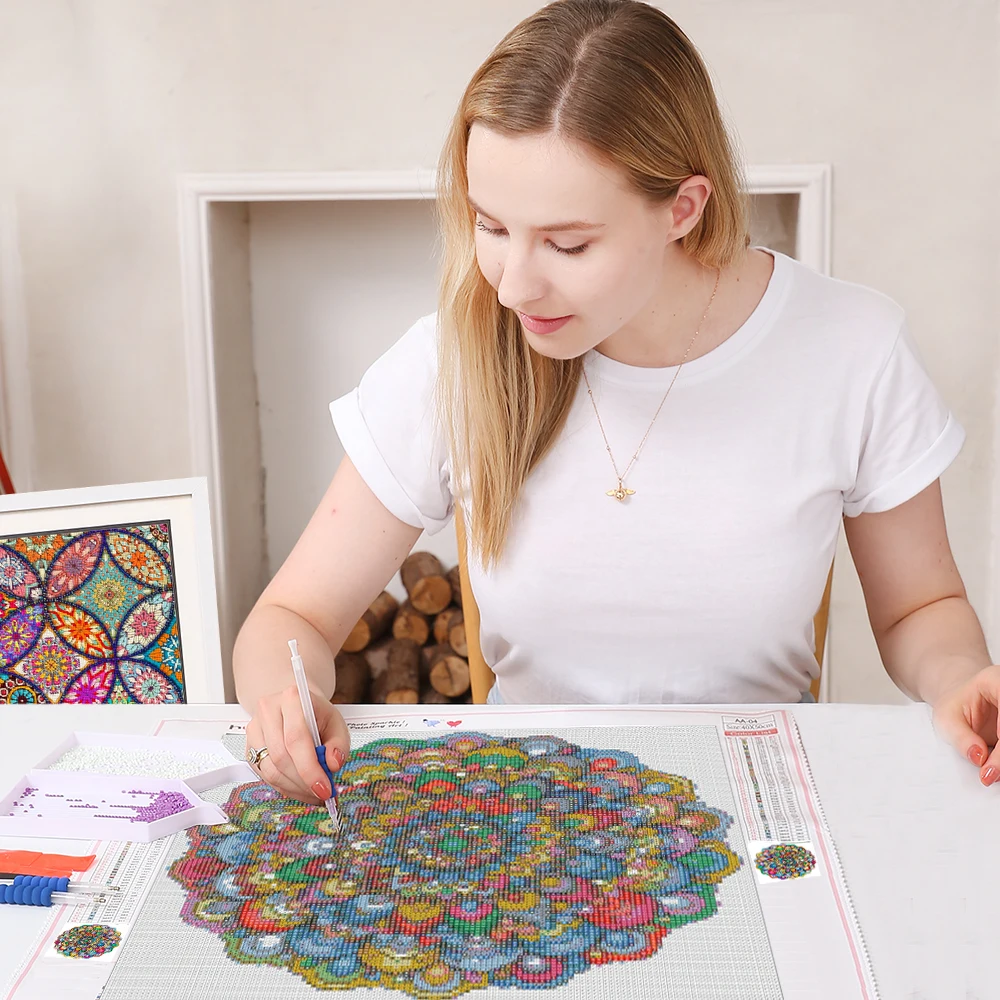 Frameless, 5d Diy Diamond Painting Mandala Diamond Embroidery Cross Stitch Flower Pictures Of Rhinestones Mosaic Decortion view 6