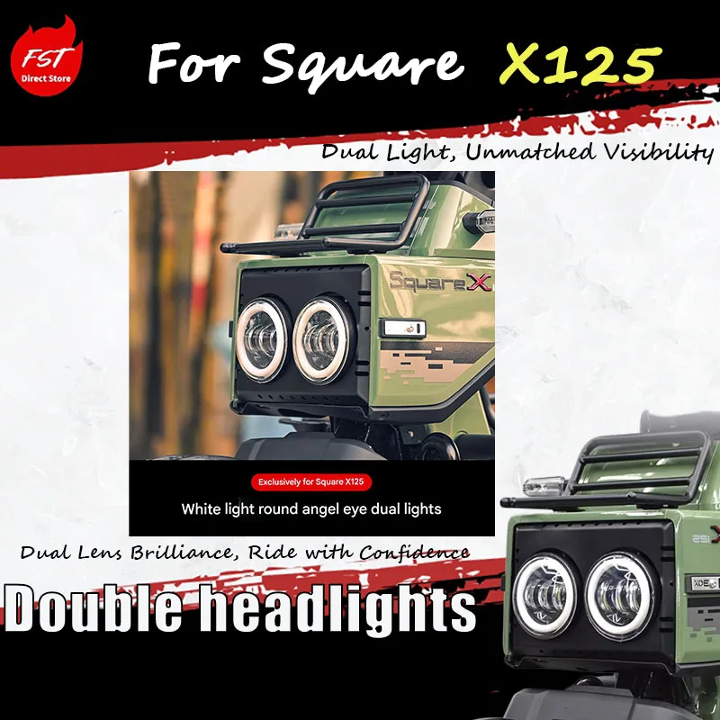 

For the SquareX125 special modification part - LED angel eyes circular double large headlights assembly front lighting system