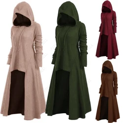 Women's Autumn Evening Party Dress Tunic Long Sleeve Hooded Robe Cloak Knight Medieval Gothic Fancy Dress Masquerade Cosplay