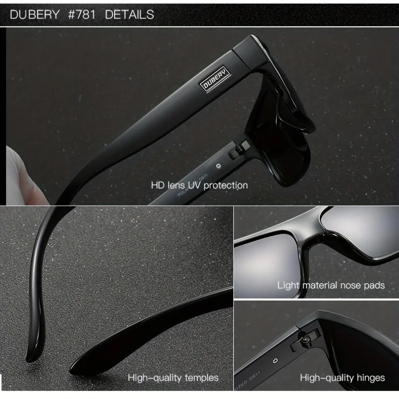 DUBERY Polarized UV400 Protection Sunglasses For Men And Women 8 Colors Model 911