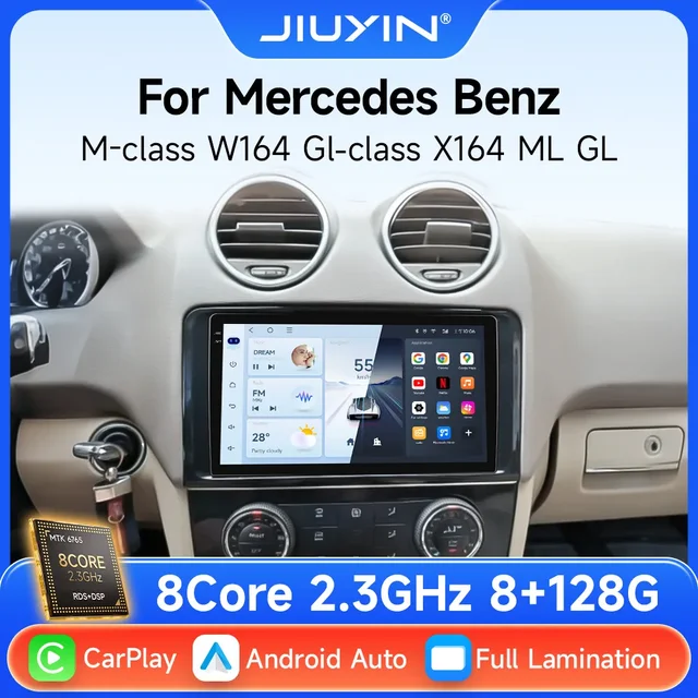 Odtwarzacz multimedialny z Androidem 14 do radia samochodowego Mercedes Benz M-class W164 GL-class X164 ML z Android Auto i nawigacją GPS 2