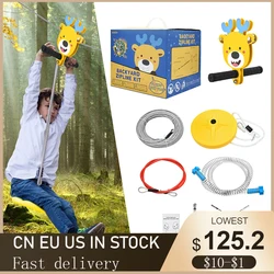 Kit cavo e freno a molla Ultra resistenti Zip Line per bambini e adulti, linea Zip, fino a 110kg, 24m, 80 piedi, 100 piedi, 120 piedi