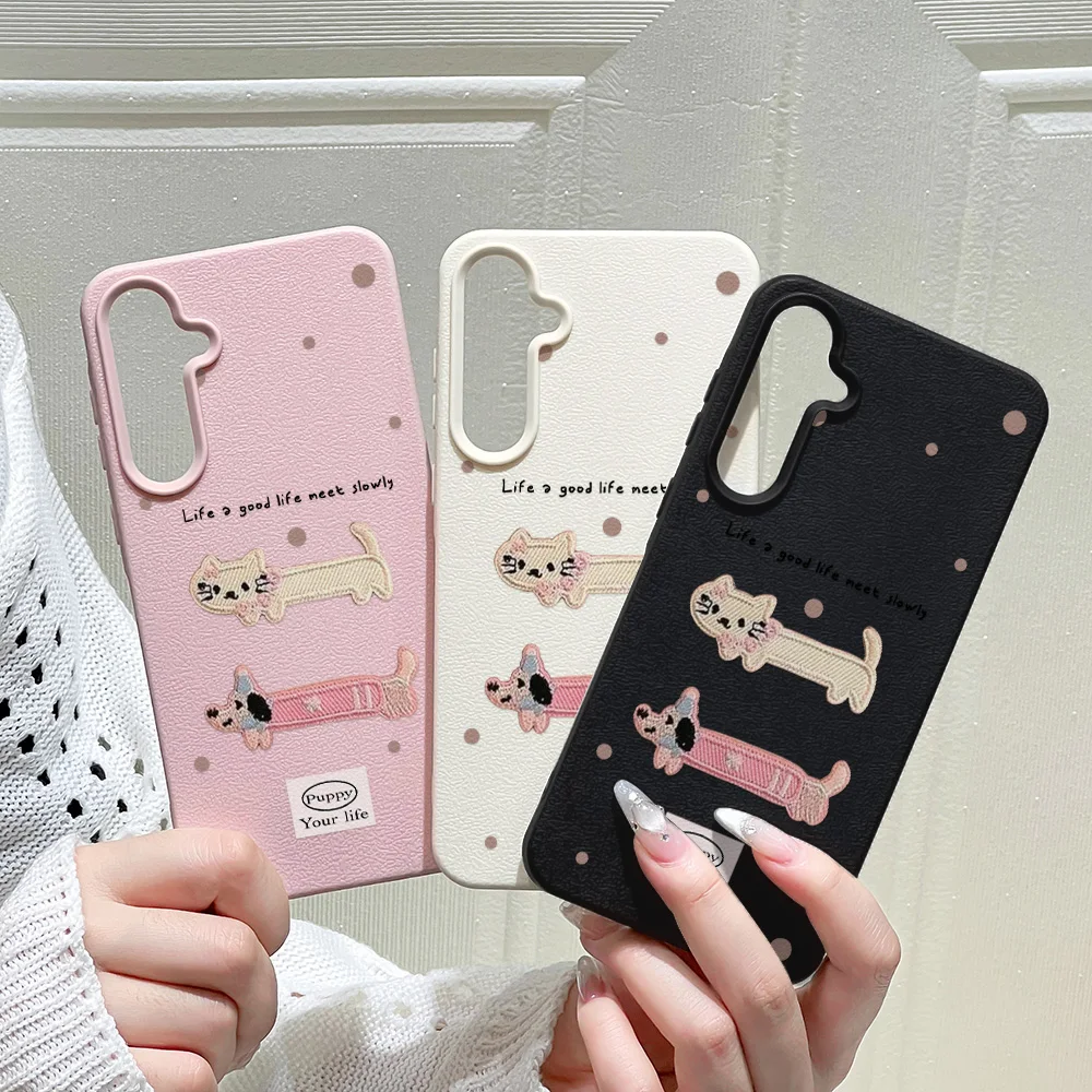 Niedliche Cartoon-Katzen-Welpen-Handyhülle für Samsung Galaxy A56 5G A16 A17 A55 A36 A53 A35 A06 A07 A26 A34 S25 Ultra S24 FE S23 Cover