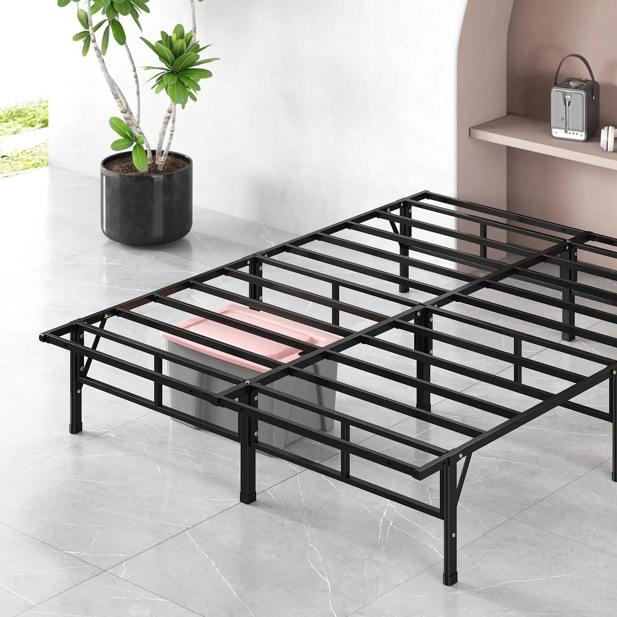 

14 Inch Heavy Duty Steel Bed Frame With Slat Support, No Box Spring Required, Full Size
