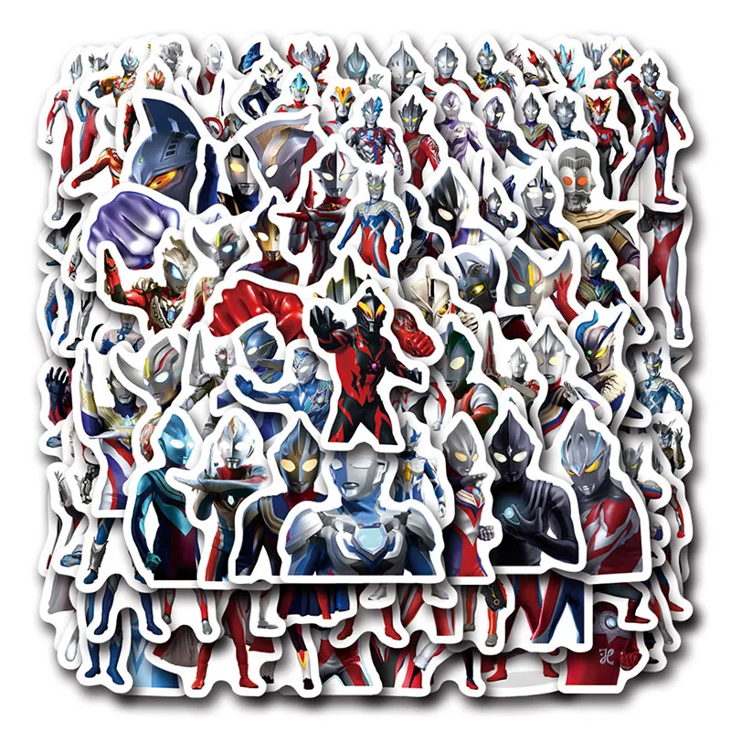 100PCS Ultraman DIY Cartoon Stickers Phone Trunk Refrigerator Waterproof Anime Stickers Anime Figure Image Toys Sticker Gift