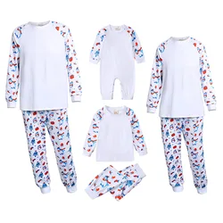 Sublimation Family Matching Pajamas Soft Warm Sleepwear Long Sleeve Loose Pyjamas Blank Adults Kids Clothing Set For Photo Print