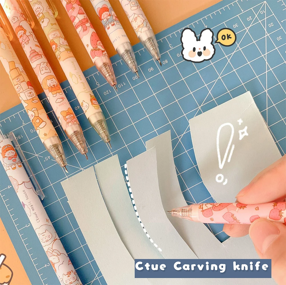 Cute Cartoon Press Pen Knife Precision Craft Stickers Scrapbooking Cutting Tools Portable Knife Carving DIY Craft Supplies