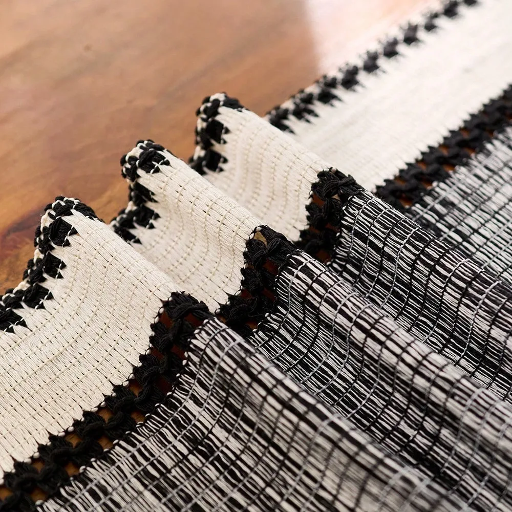 Grüner Boho Gestreifter Tischläufer - Handgewebte Quasten, Ideal für Frühlingstische, Runde Couchtische & Rustikale Heimdekoration – Detail 12