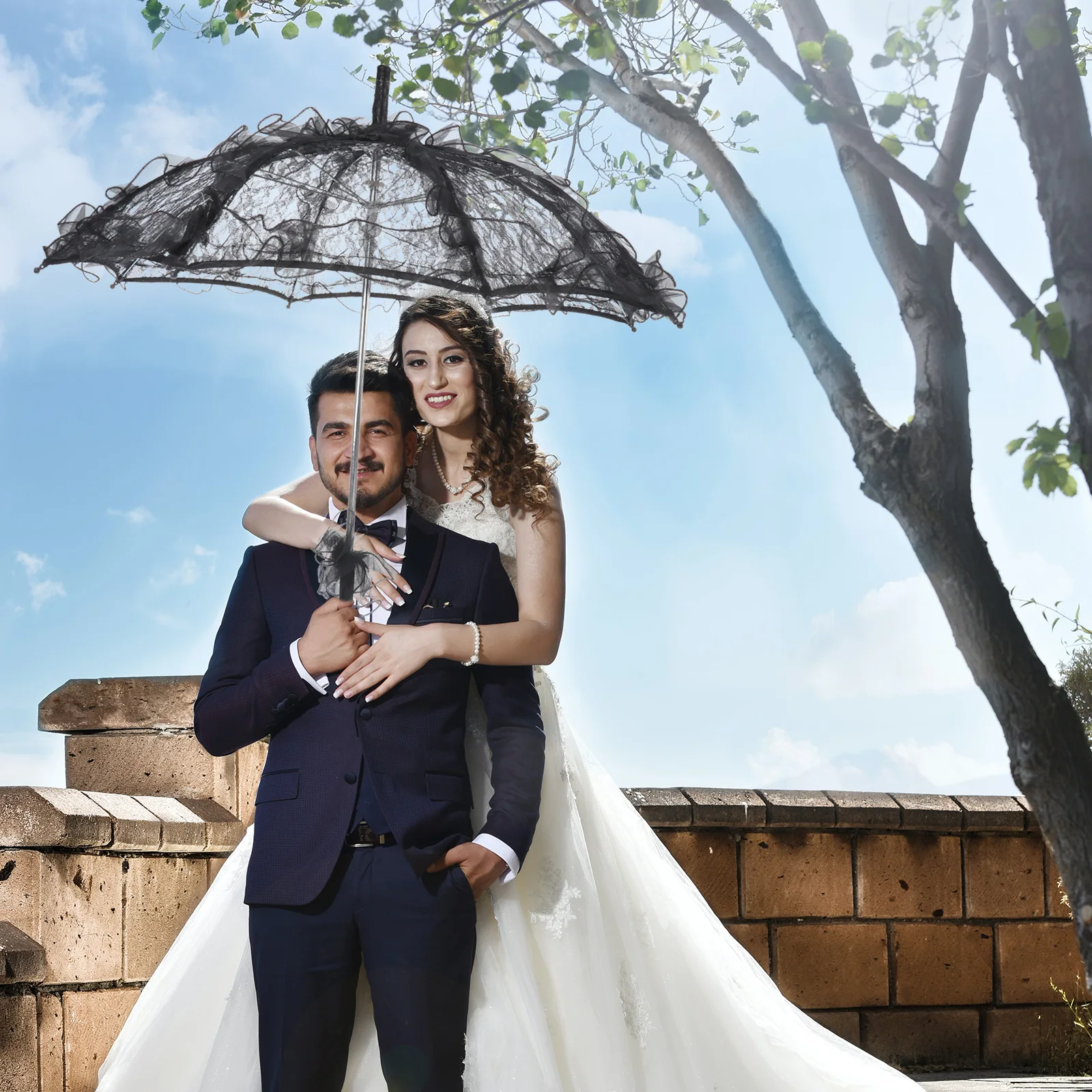 

Wedding Umbrella for Bride Clothing Sunshade Parasols Photography Props Small Photoshoot Bridegroom Lace Cosplay