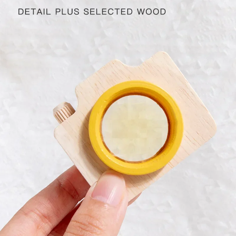 Mini câmera de madeira brinquedos para crianças caleidoscópio arco-íris de madeira pequena câmera brinquedos crianças cor aprendizagem precoce jogo educativo