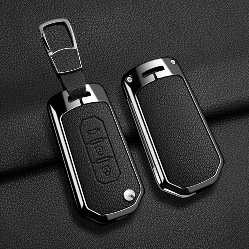 Metall+Leder Autoschlüsselhülle für Ford Territory EV, Schlüsselanhänger-Schutzhülle, Schlüsselkette, Auto-Zubehör – Detail 12