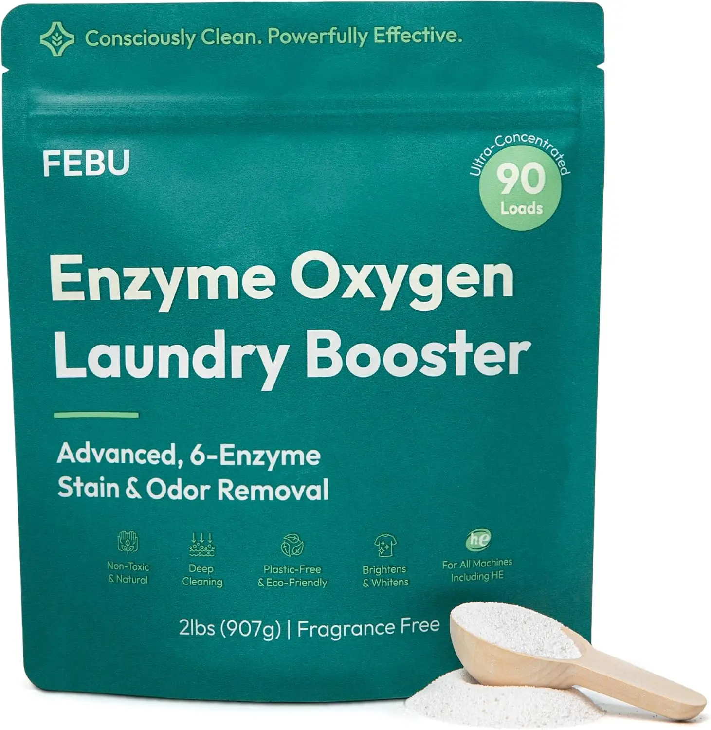 

Enzyme Laundry Booster: Odor Eliminator & Stain Remover | Plant-Based, Safe Powder | Fragrance Free, 2lbs